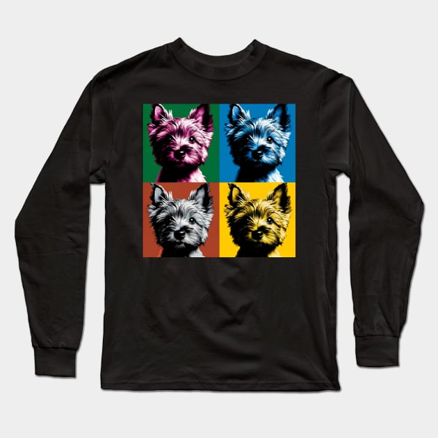 Pop Retro Art Cairn Terrier - Cute Puppy Long Sleeve T-Shirt by PawPopArt